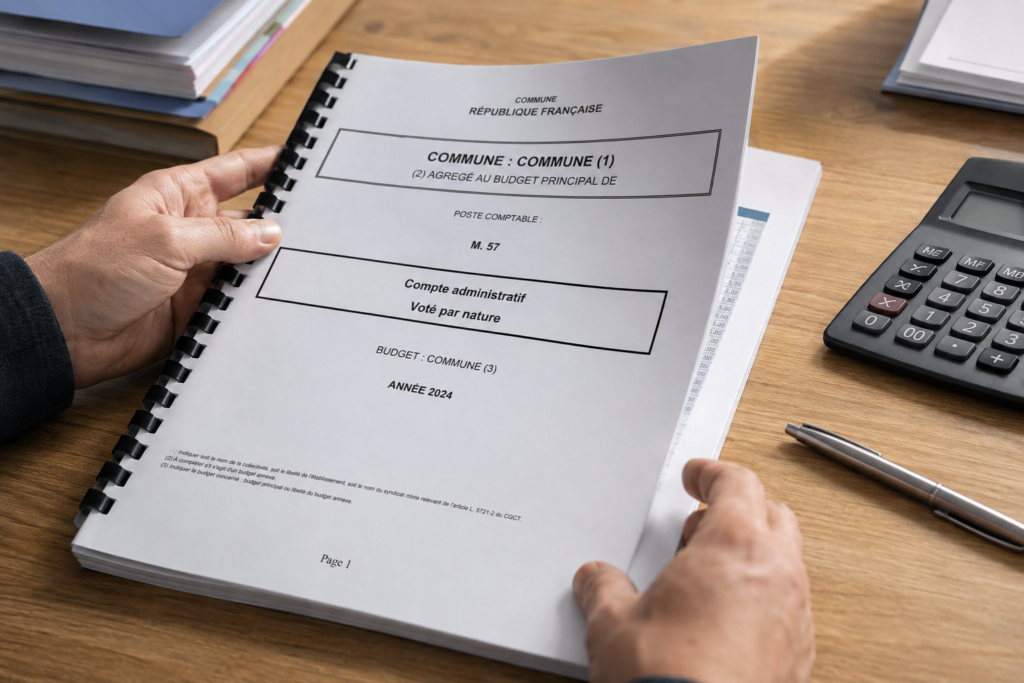 un maire relisant son compte financier unique avant son conseil municipal
