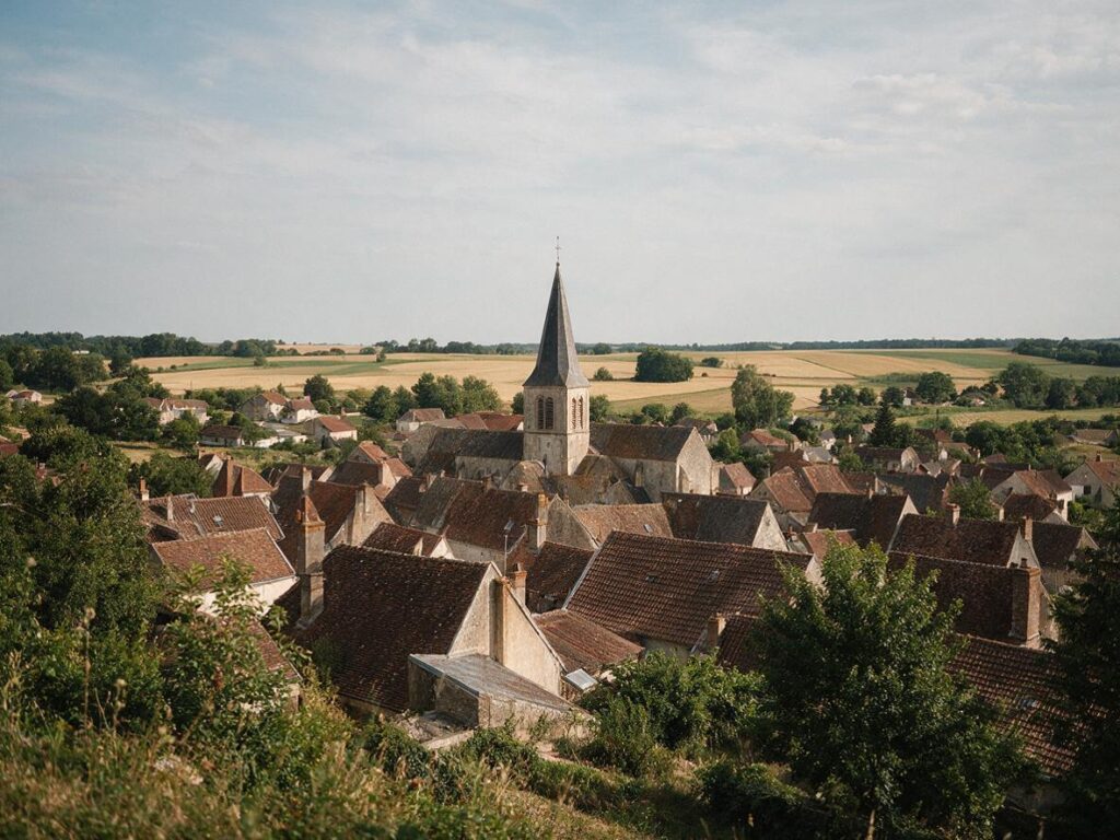 vue aérienne d'un village français